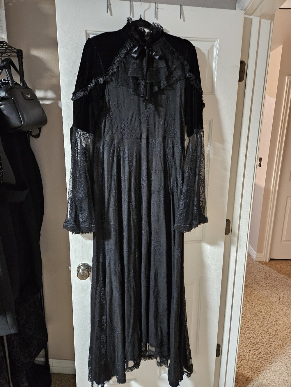 Killstar Black Lace Ruffle High-Neck Maxi Dress